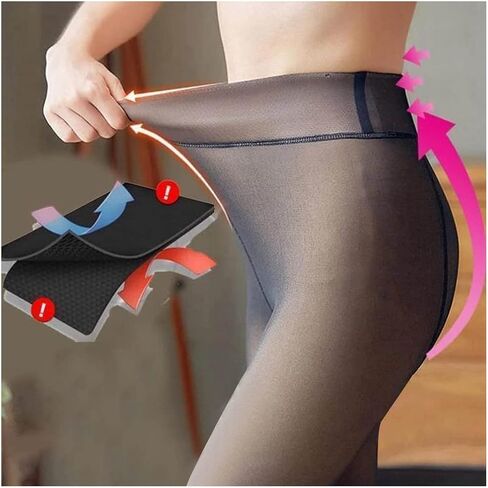 ZAZHANG Flawless Legs Fake Translucent Warm Fleece Pantyhose Women Warm Fleece Lined Slim Stretchy Leggings Pant (US, Alpha, Medium, Regular, Regular, Black) in Saudi Arabia