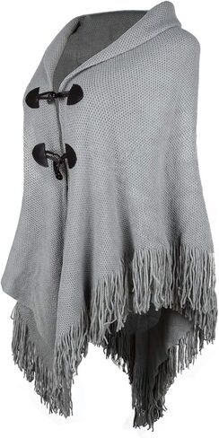 Iristide Women's Loose Cloak Poncho With Stylish Trumpet Button,Pullover Wrap in Kuwait