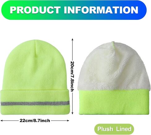 Suhine 4 Pack Men Hi Vis Winter Hats Fleece Lined Hi Vis Beanies with Reflective Stripes Fluorescent Thermal Hats for Outdoor in Saudi Arabia