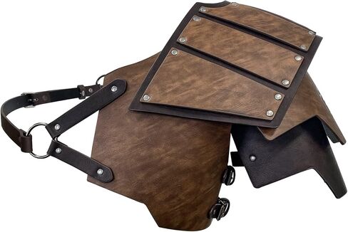 JAOYU Viking Armor Leather Shoulder Pauldron Armor Warrior Medieval Armor Chest Cosplay Men's Faux Leather Body Chest Harness Adjustable Shoulder Armors for LARP,Halloween,Archery in Kuwait