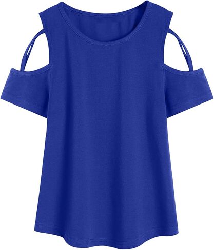 تي شيرت بناتي من Greatchy برقبة دائرية وقمصان تونيك صيفية بأكمام قصيرة من القطن مع كتف بارد in Kuwait