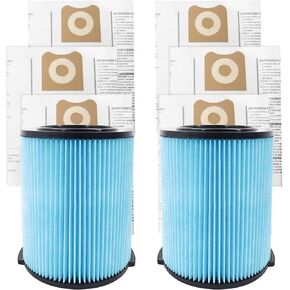 (8 قطع) مكانس كهربائية بديلة VF5000 لمتجر Vac 5-20 جالون، فلتر مكنسة ورق مطوي ثلاثي الطبقات، أكياس مكنسة كهربائية بديلة VF3502 متوافقة مع مكنسة Ridgid الرطبة/الجافة 12-16 جالون in Kuwait