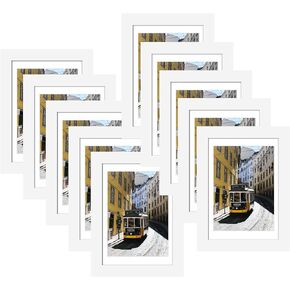 5x7 Picture Frame Sef of 10, Display Pictures 4x6 with Mat or 5 x 7 Without Mat, Photo Frame Collage for Wall Gallery Decor, Hanging or Tabletop Display, Black
