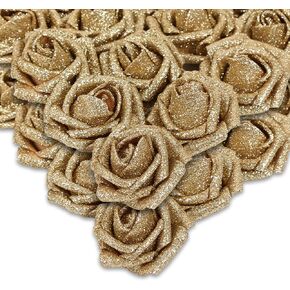 IPOPU Artificial Flowers, 25pcs Foam Glitter Roses Glitter Foam Rose Foam Rose with Stem for DIY Wedding Bridal Bouquet Home Party Christmas Decoration(Silver)