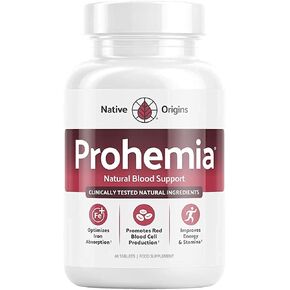 Prohemia Natural Blood Builder Iron Supplement and Support for Healthy RBC & Oxygen Levels and Red Blood Cells Production for Women and Men - 60 Pills in Saudi Arabia