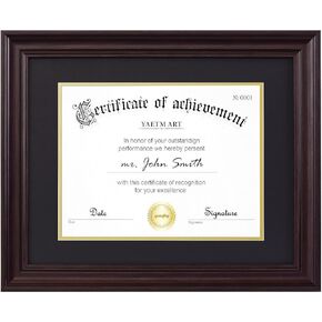 Yaetm Vertical Double Diploma Frame 14x20 for Two 8.5x11 Diplomas, Certificates, Degrees, Documents, Tempered Glass with Black Over Gold Acid-free Mats, Dual Diploma Frame, Black/Black