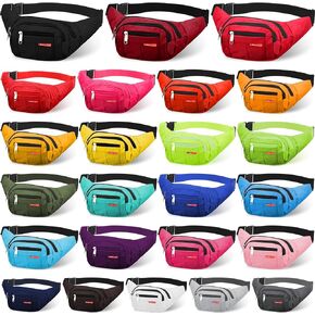 Silkfly 24 Pcs Fanny Pack Crossbody Bulk 14 Inch Plus Size Waterproof Waist Bags Traveling Running Sport Exercise Waist Pack with Adjustable Belt for Women Men Outdoor Running Rave Party, 24 Colors in Saudi Arabia