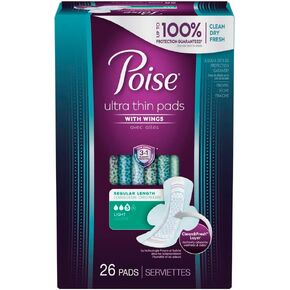 بويز, وسادات رفيعة للغاية لسلس البول مع اجنحة خفيفة الامتصاص للتحكم في المثانة، 26 قطعة in Kuwait