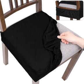 NIBESSER Dining Chair Seat Covers Set of 4,Stretch Soft Removable Washable Chairs Covers for Dining Room, Seat Cushion Slipcovers Protector for Kitchen Armless Chairs (No Rear,Brown)