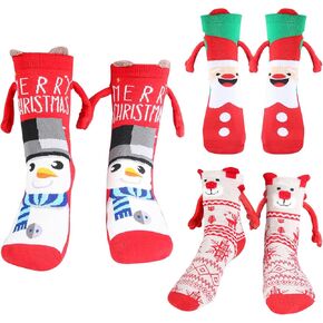 Hand in Hand Socks Christmas Socks, 3 Pairs Magnetic Socks Hand Hold Friend Socks Funny 3D Doll Couple Socks, Magnet Holding Hands Socks Hand Holding Socks in Kuwait