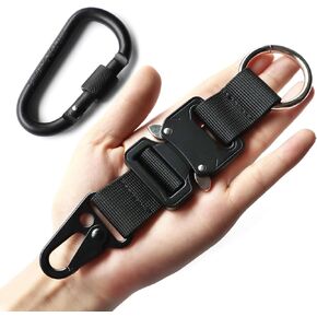 Tactical Key Chains for Mens, EDC Gear Clips with HK Clip and Stainless Steel Ring, Large Military Keychain Molle Accessories in Saudi Arabia
