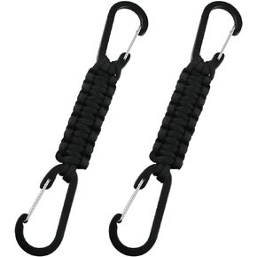 ZZLZX Paracord Keychain 2PCS Black Braided Paracord Lanyard Clips with Chain Hooks for Keys Paracord, Keychain Clip, Water Bottle Keys Backpack Tools in Saudi Arabia