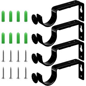 أقواس قضيب الستارة شديدة التحمل وقابلة للتعديل حامل قضيب روماني قابل للتمديد خطاطيف قضيب الستارة شماعات ستائر لقضيب ستارة 1 بوصة (قضيب مزدوج أبيض - 4 قطع) in Kuwait