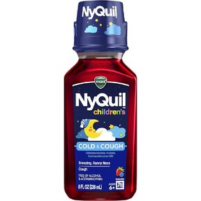 Vicks NyQuil Children's, Nighttime Cold & Cough Multi-Symptom Relief, Relieves Sneezing, Runny Nose, Cough, Berry Flavor, 8 Fl Oz in Kuwait