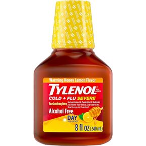 دواء Tylenol Cold + Flu الشديد مع أسيتامينوفين، ديكستروميتورفان HBr، Guaifenesin، Phenylephrine HCI، السائل النهاري البارد / الحمى وتخفيف احتقان الصدر، عسل الليمون الدافئ، 8 فلوريدا أوقية. أوز in Kuwait