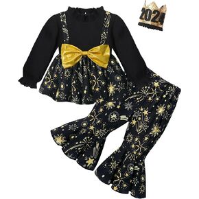 KANGKANG Baby Girl Clothes Long Sleeve Outfit Bowknot Ruffle Tops + Flared Pant + Headband 3pcs Fall Winter Clothes Set