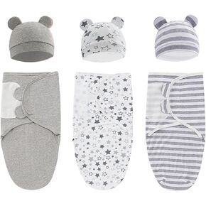 3-Pack Organic Baby Swaddle Sleep Sacks 0-3 Months Newborn(Grey) | Infant,Baby Girls,Boys,Nursery Swaddling Blankets in Kuwait