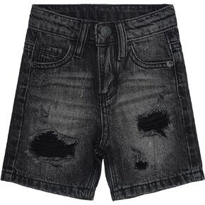 KIDSCOOL SPACE Boys Summer Denim Shorts, Ripped Holes Soft Elastic Band Inside Half Jean Pants
