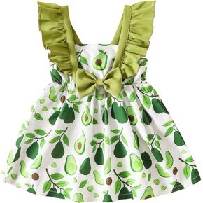Amberetech Toddler Baby Girls Summer Dress Watermelon Printed Skirt Ruffle Sling Floral Princess Sundress in Kuwait