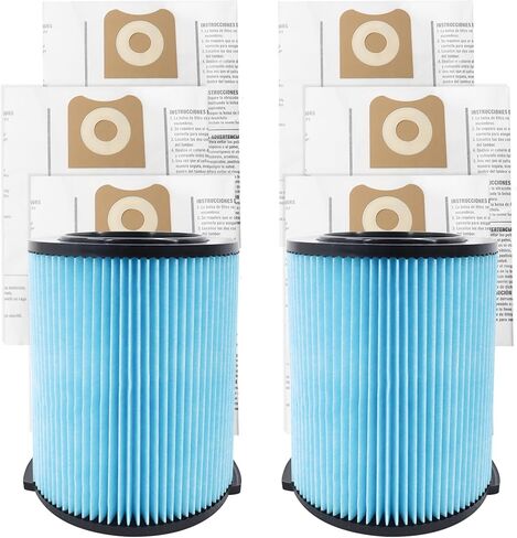 (8 قطع) مكانس كهربائية بديلة VF5000 لمتجر Vac 5-20 جالون، فلتر مكنسة ورق مطوي ثلاثي الطبقات، أكياس مكنسة كهربائية بديلة VF3502 متوافقة مع مكنسة Ridgid الرطبة/الجافة 12-16 جالون in Kuwait