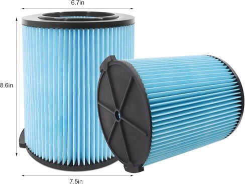 (8 قطع) مكانس كهربائية بديلة VF5000 لمتجر Vac 5-20 جالون، فلتر مكنسة ورق مطوي ثلاثي الطبقات، أكياس مكنسة كهربائية بديلة VF3502 متوافقة مع مكنسة Ridgid الرطبة/الجافة 12-16 جالون in Kuwait