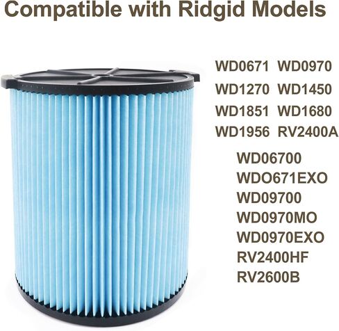 (8 قطع) مكانس كهربائية بديلة VF5000 لمتجر Vac 5-20 جالون، فلتر مكنسة ورق مطوي ثلاثي الطبقات، أكياس مكنسة كهربائية بديلة VF3502 متوافقة مع مكنسة Ridgid الرطبة/الجافة 12-16 جالون in Kuwait