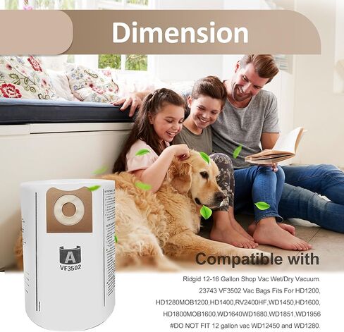 (8 قطع) مكانس كهربائية بديلة VF5000 لمتجر Vac 5-20 جالون، فلتر مكنسة ورق مطوي ثلاثي الطبقات، أكياس مكنسة كهربائية بديلة VF3502 متوافقة مع مكنسة Ridgid الرطبة/الجافة 12-16 جالون in Kuwait