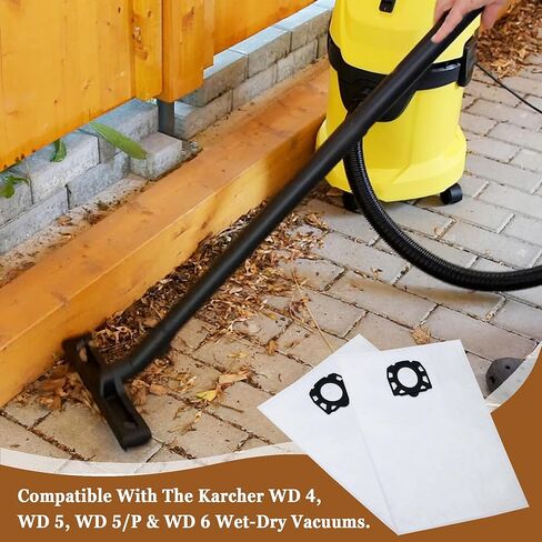 اكياس فلتر صوف بديلة من فولدي، تناسب كارتشر WD4، WD5، WD5/P، WD6، 5 طبقات، مقاومة للتمزق وقوية للغاية، عبوة من 5 قطع in Kuwait