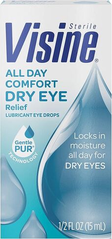 Visine Tired Eye Dry Eye Relief Eye Drops, Moisturizing & Soothing Drops for Irritated Eyes Due to Screen & Computer Use, 0.5 fl. oz in Kuwait