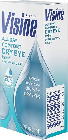 Visine Tired Eye Dry Eye Relief Eye Drops, Moisturizing & Soothing Drops for Irritated Eyes Due to Screen & Computer Use, 0.5 fl. oz in Kuwait