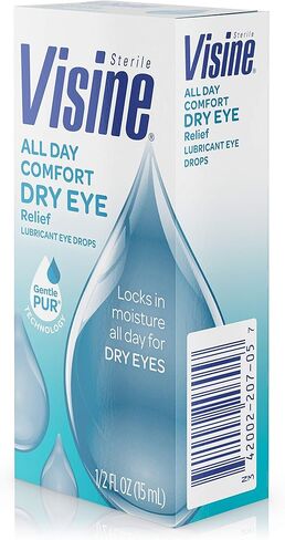 Visine Tired Eye Dry Eye Relief Eye Drops, Moisturizing & Soothing Drops for Irritated Eyes Due to Screen & Computer Use, 0.5 fl. oz in Kuwait