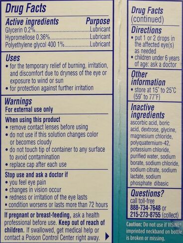 Visine Tired Eye Dry Eye Relief Eye Drops, Moisturizing & Soothing Drops for Irritated Eyes Due to Screen & Computer Use, 0.5 fl. oz in Kuwait