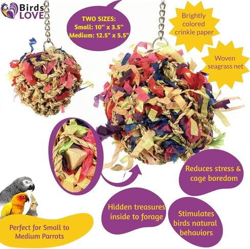 مجموعة من قطعتين من لعبة الببغاء ذات الكرات الصغيرة فائقة التمزيق من Birds LOVE، لعبة البحث عن الطعام مع كنوز مخفية، الكونيور، الكوكاتيل، الكايك، بيونوس in Kuwait