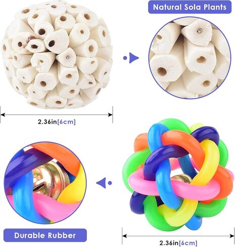 بيساب العاب البحث عن الطيور، كرات سولا للببغاء وقدم منقار ملونة للكرات والببغاء والبادجي والفينش والماكاو والببغاء والكوكاتيل وطيور الحب، 6 قطع in Kuwait