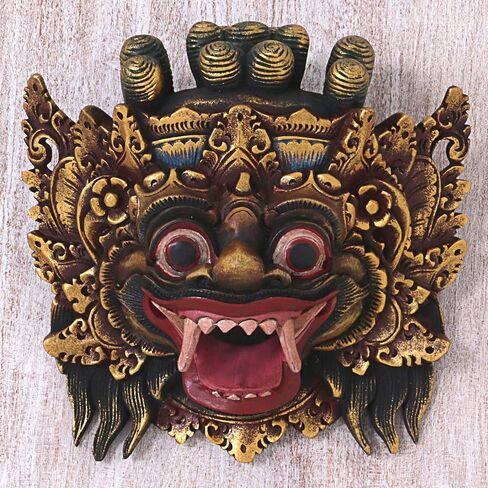 NOVICA Decorative Wood Mask, Gold Tone in Saudi Arabia