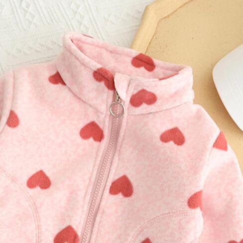 سترة XFGLCK للفتيات الصغيرات على شكل قلب معطف خريف وشتاء بأكمام طويلة وسميكة ودافئة in Kuwait
