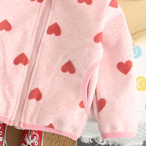 سترة XFGLCK للفتيات الصغيرات على شكل قلب معطف خريف وشتاء بأكمام طويلة وسميكة ودافئة in Kuwait