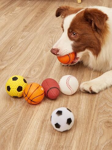 5 قطع من QWINEE بلون عشوائي للكلب تصدر أصواتًا، لعبة تفاعلية، ألعاب مضغ صوتية للكيتي والقطط الصغيرة والكلب المتوسط، متعددة الألوان، مقاس واحد in Kuwait