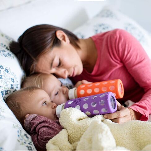 مجموعة Lifefactory Baby المكونة من 6 زجاجات بداية بالنعناع/اللافندر وبالكرنب/العنب المسطحة وأغطية سيبي للمرحلة 3 حلمات 16 أونصة مجموعة 12 قطعة in Saudi Arabia