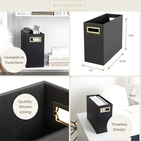 BLU MONACO Magazine Rack Floor: Leather Covered Wood Magazine Rack - Black Magazine Rack and Newspaper Holder - Stylish Magazine Holder Bathroom - Black Magazine Basket - Magazine Racks for Home in Saudi Arabia
