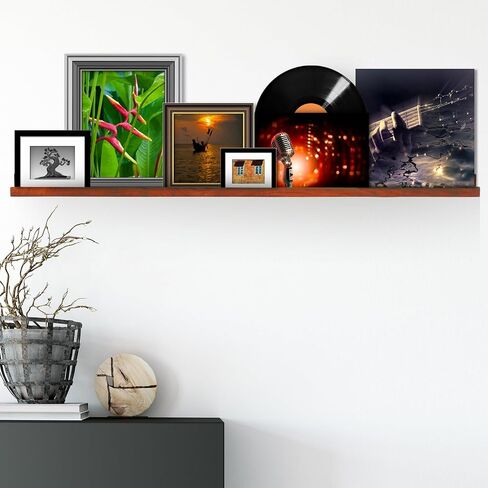 Barydat 2 Pcs Wood Vinyl Record Shelf Wall Mount, Wood Vinyl Record Holder, Record Shelves Wall Mount Vinyl Record Display for LP CD Book Art Storage Vintage Easy Installation Home Decoration in Saudi Arabia