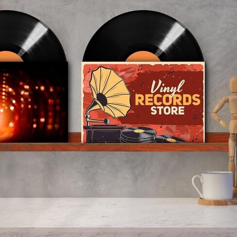 Barydat 2 Pcs Wood Vinyl Record Shelf Wall Mount, Wood Vinyl Record Holder, Record Shelves Wall Mount Vinyl Record Display for LP CD Book Art Storage Vintage Easy Installation Home Decoration in Saudi Arabia
