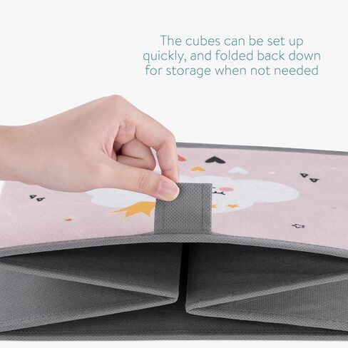 Navaris Kids Storage Cubes (Set of 3) - Storage Boxes 11x11x11 with Animal Designs - Children's Cube Bins Fabric Organizer Bin - Beige Animals in Saudi Arabia