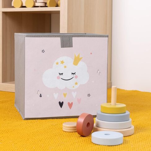 Navaris Kids Storage Cubes (Set of 3) - Storage Boxes 11x11x11 with Animal Designs - Children's Cube Bins Fabric Organizer Bin - Beige Animals in Saudi Arabia