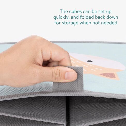 Navaris Kids Storage Cubes (Set of 3) - Storage Boxes 11x11x11 with Animal Designs - Children's Cube Bins Fabric Organizer Bin - Beige Animals in Saudi Arabia