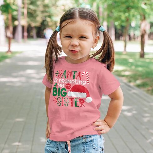 تي شيرت Olive Loves Apple Santa روج لي إلى الأخت الكبرى لعيد الميلاد للأطفال والرضع الصغار ملابس العطلات للفتيات in Kuwait