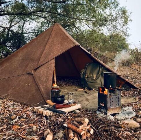 Bushcraft Spain Oilskin Brown Waterproof Canvas Tarp 3 x 3 Metres for Survival, Traditional Camping or Camping (Mountain Brown) in Kuwait