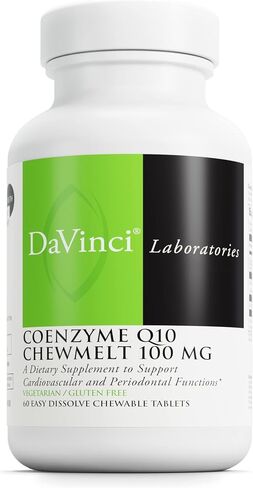 DAVINCI Labs الإنزيم المساعد Q10 Chewmelt 100 ملغ - يدعم صحة الكبد والدماغ والقلب والمزيد مع فيتامين E وCoQ10* - 60 قرصًا قابلاً للمضغ in Saudi Arabia