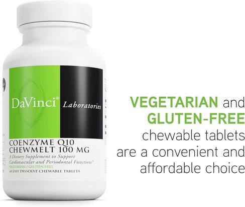 DAVINCI Labs الإنزيم المساعد Q10 Chewmelt 100 ملغ - يدعم صحة الكبد والدماغ والقلب والمزيد مع فيتامين E وCoQ10* - 60 قرصًا قابلاً للمضغ in Saudi Arabia
