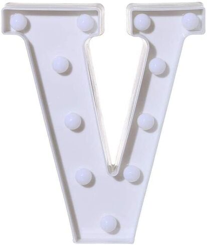 لافتة LED على شكل حرف V مكونة من 26 حرف ابجدي مضيئة للاضاءة الليلية وحفلات الزفاف واعياد الميلاد والكريسماس وديكور المنزل (V) in Kuwait